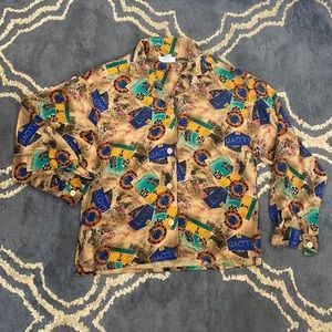 Vintage 70’s 80’s Bill Blass Long Sleeve Art Deco Shirt Size 6
